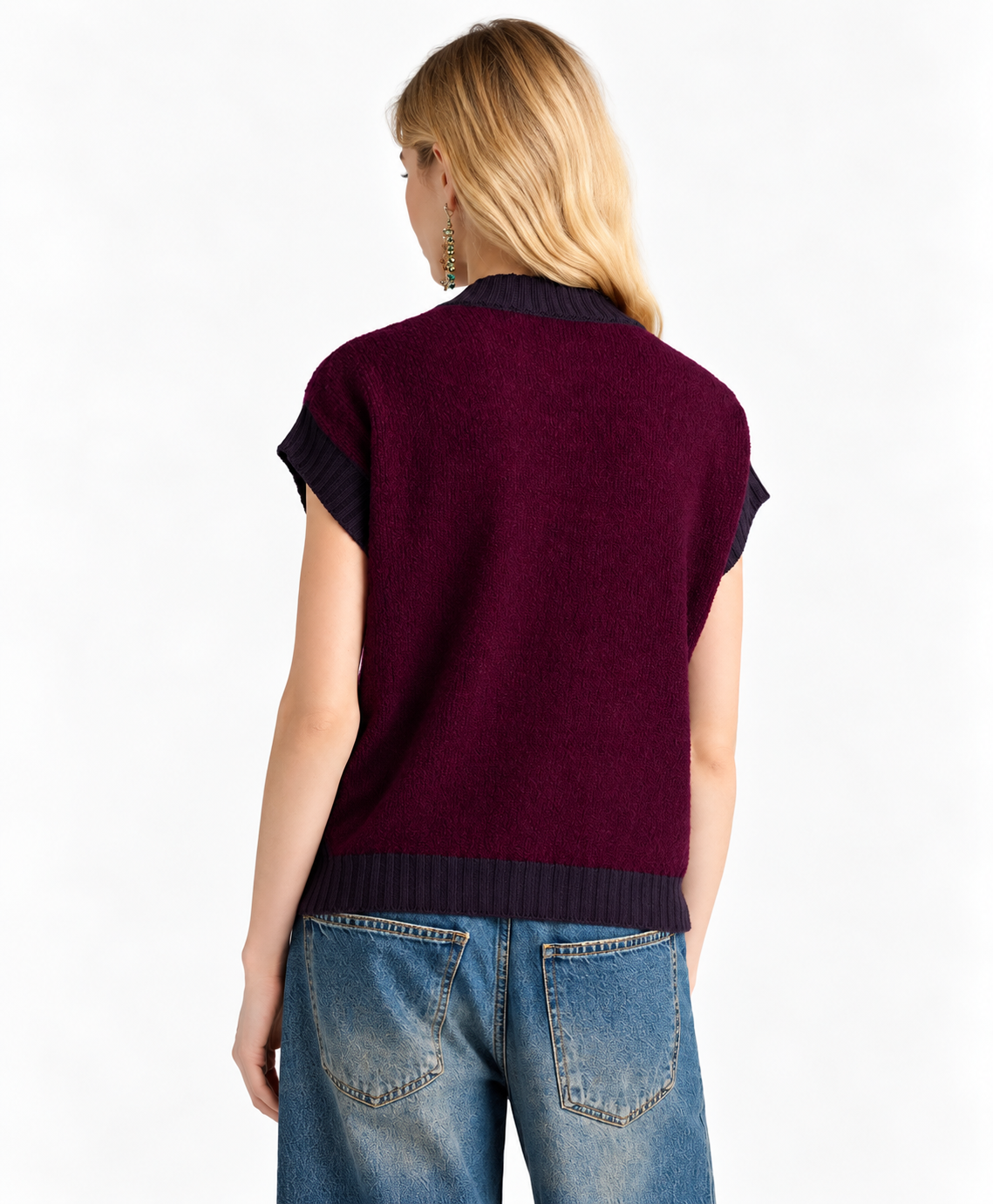 Pull sans manches Runa Momonì bordeaux vue de dos