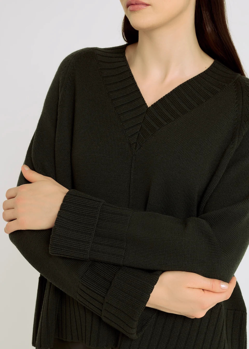 Pull femme GRAHAM vert profond en laine mérinos – HANA SAN