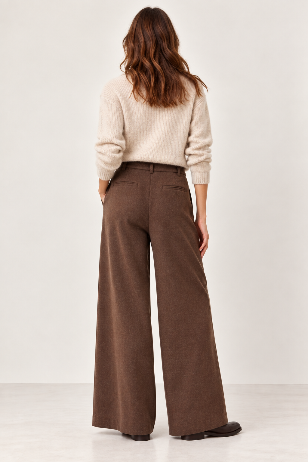 Pantalon large femme PIEDRO marron chocolat – Diega