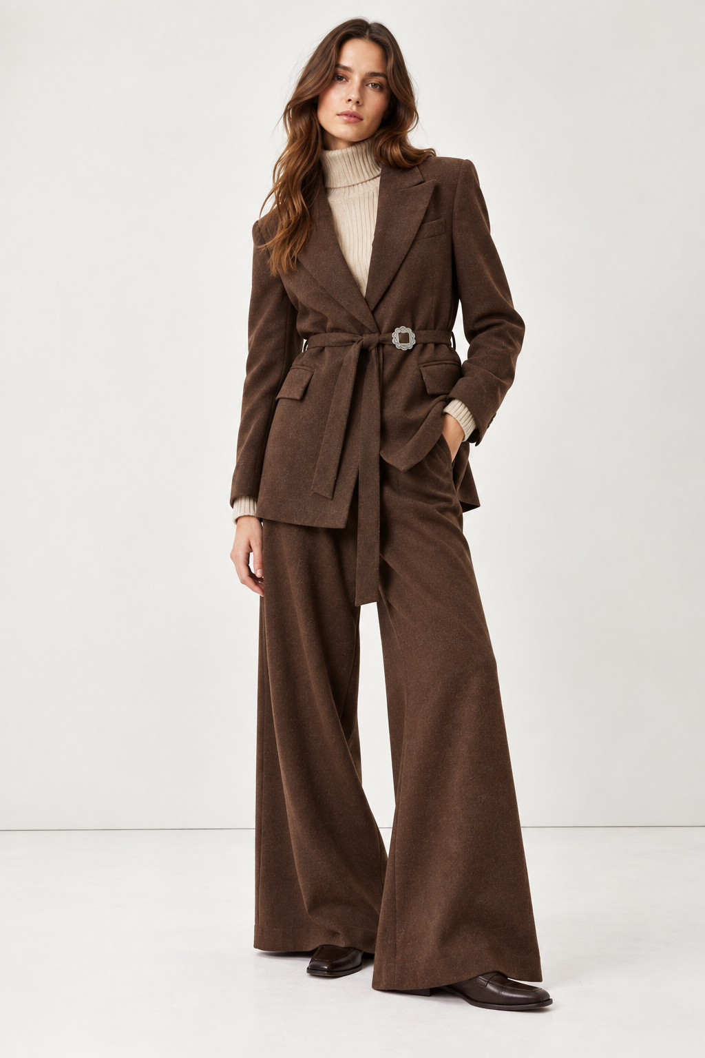 Pantalon large femme PIEDRO marron chocolat – Diega
