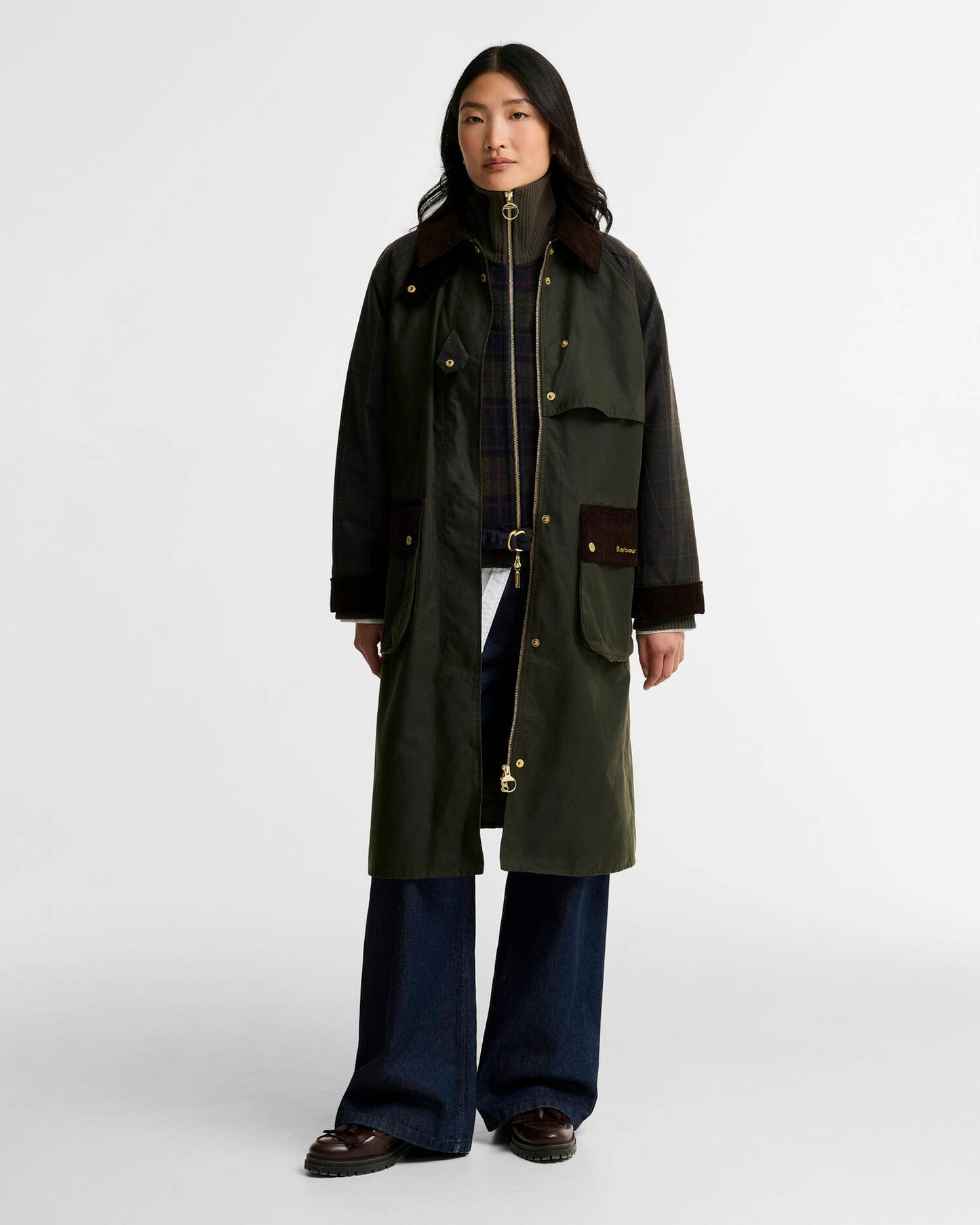 Veste longue cirée Kirklees Check – Barbour