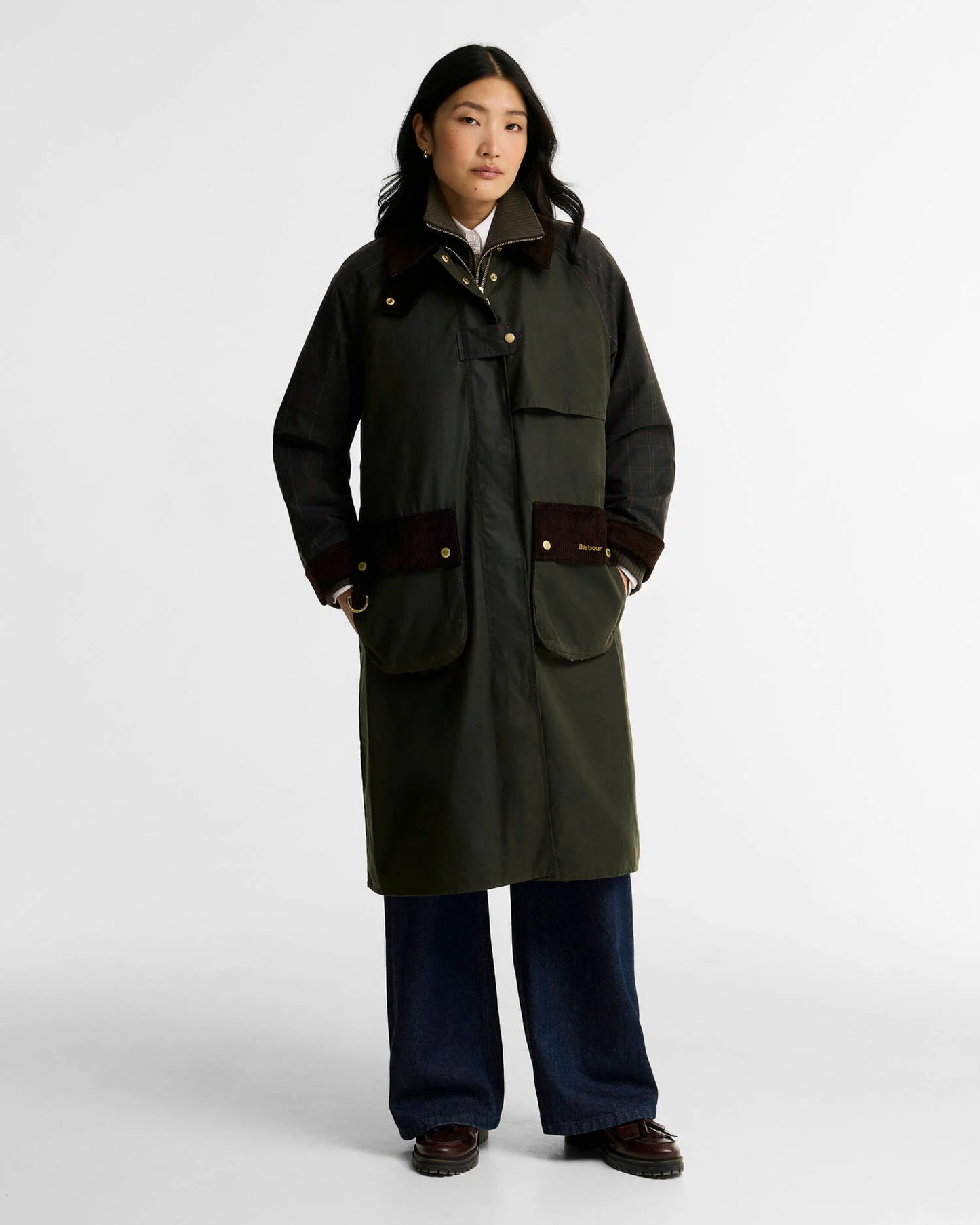 Veste longue cirée Kirklees Check – Barbour