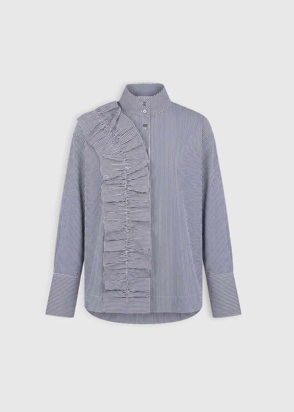 Chemise femme MARGARET rayée HANA SAN avec volant vue de face