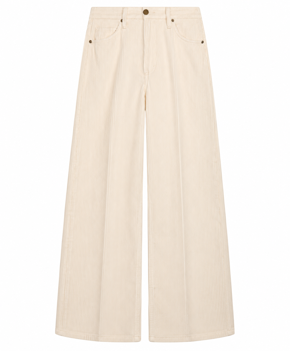 Pantalon Aoki Bis Momonì en velours côtelé stretch crème vue de face