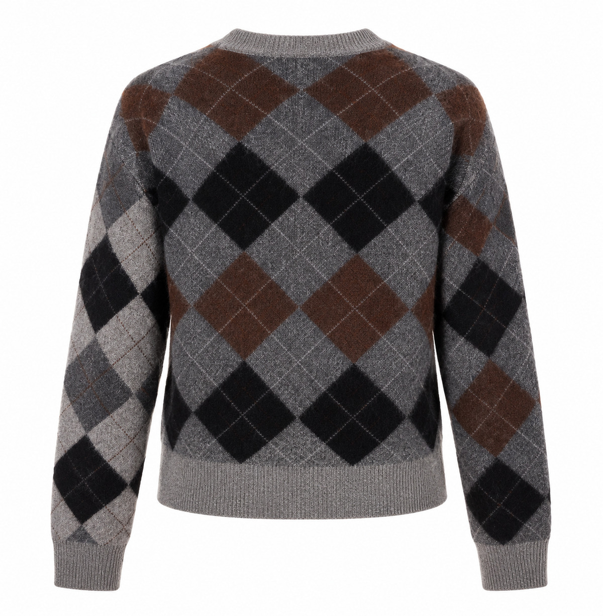 Gilet MERIDA Berenice gris à losanges vu de dos