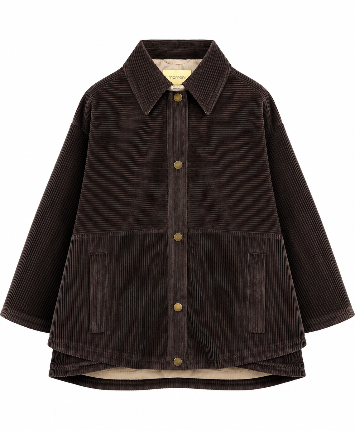 Veste Eldara Momonì en velours côtelé brun foncé vue de face