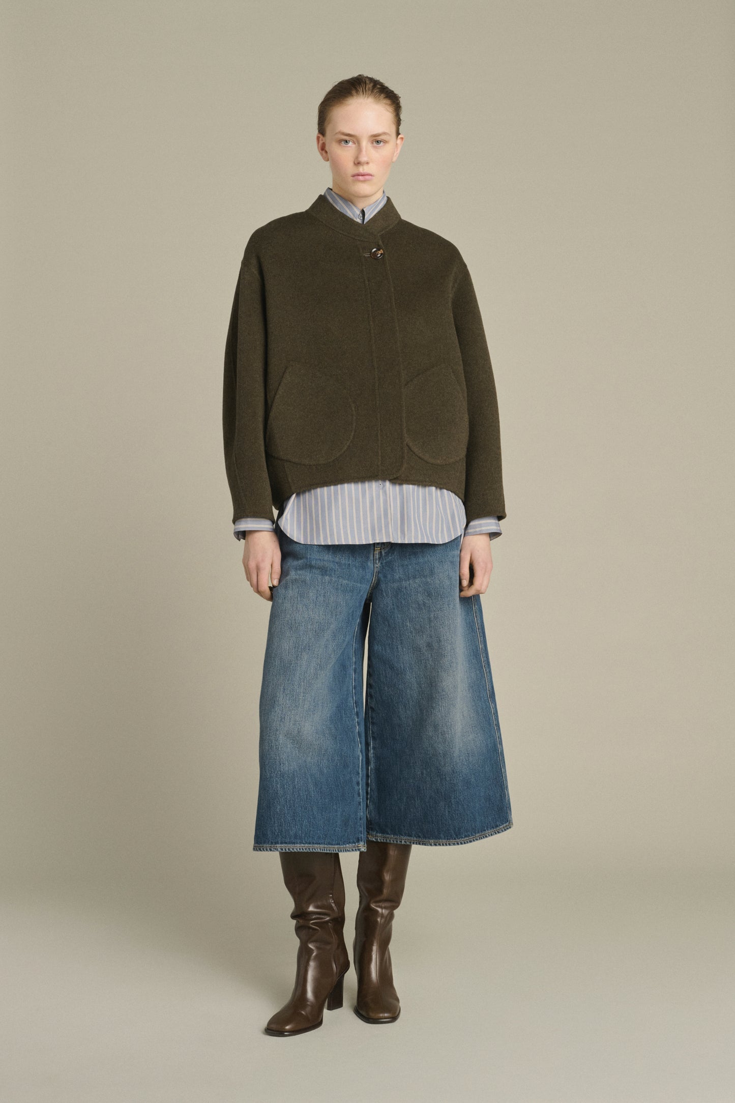 Veste courte Windsor kaki chiné – Soeur
