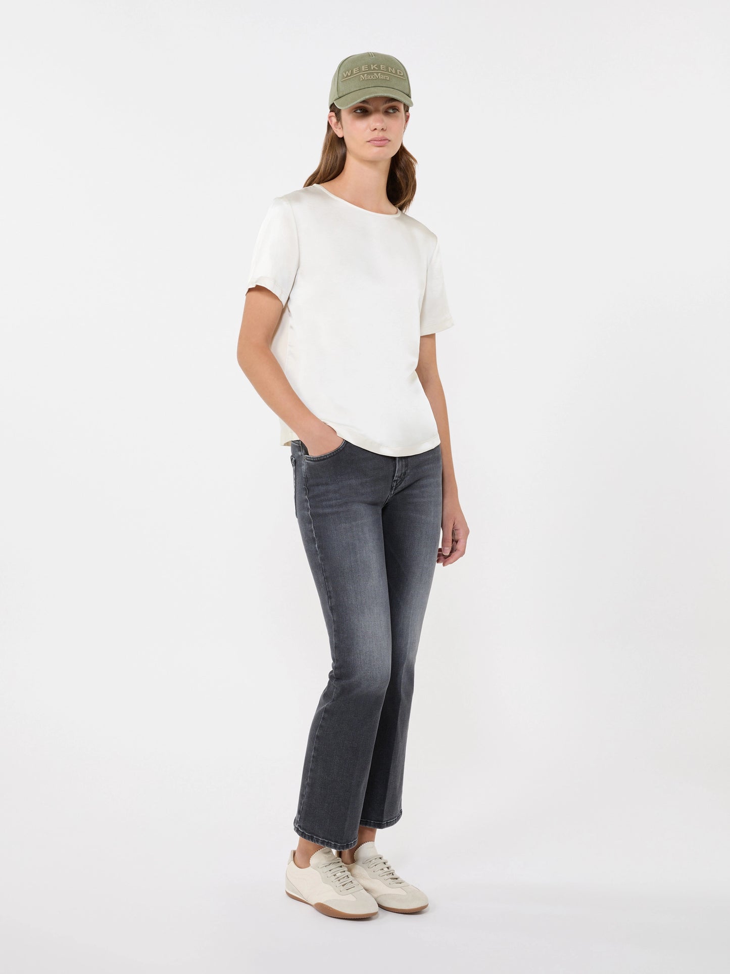 Tee shirt en satin et jersey ZONA Max Mara weekend Ivoire