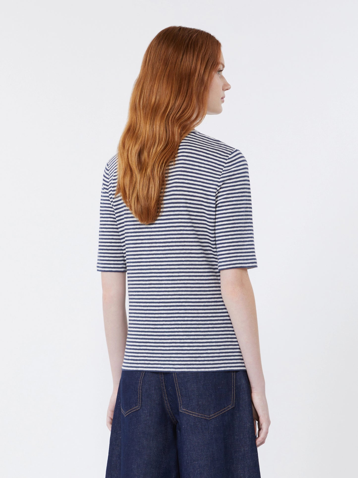 T-shirt à col en V en jersey de lin OPZIONE Max Mara weekend (Copie)