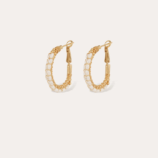 Boucles d'oreilles Lyre grand modèle dorées - Nacre blanche GAS Bijoux