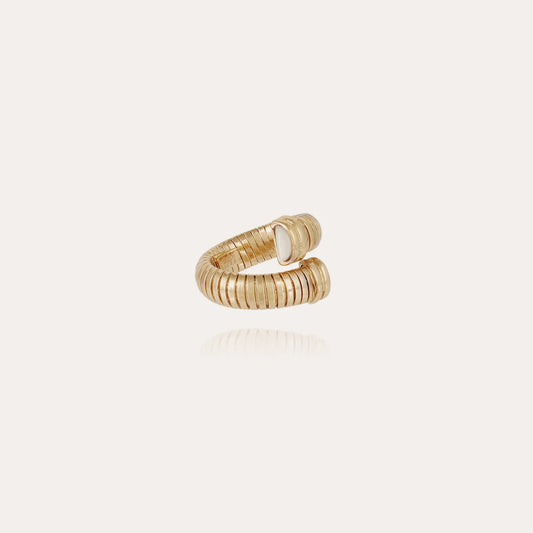 Bague Antigone dorée - Nacre blanche GAS Bijoux