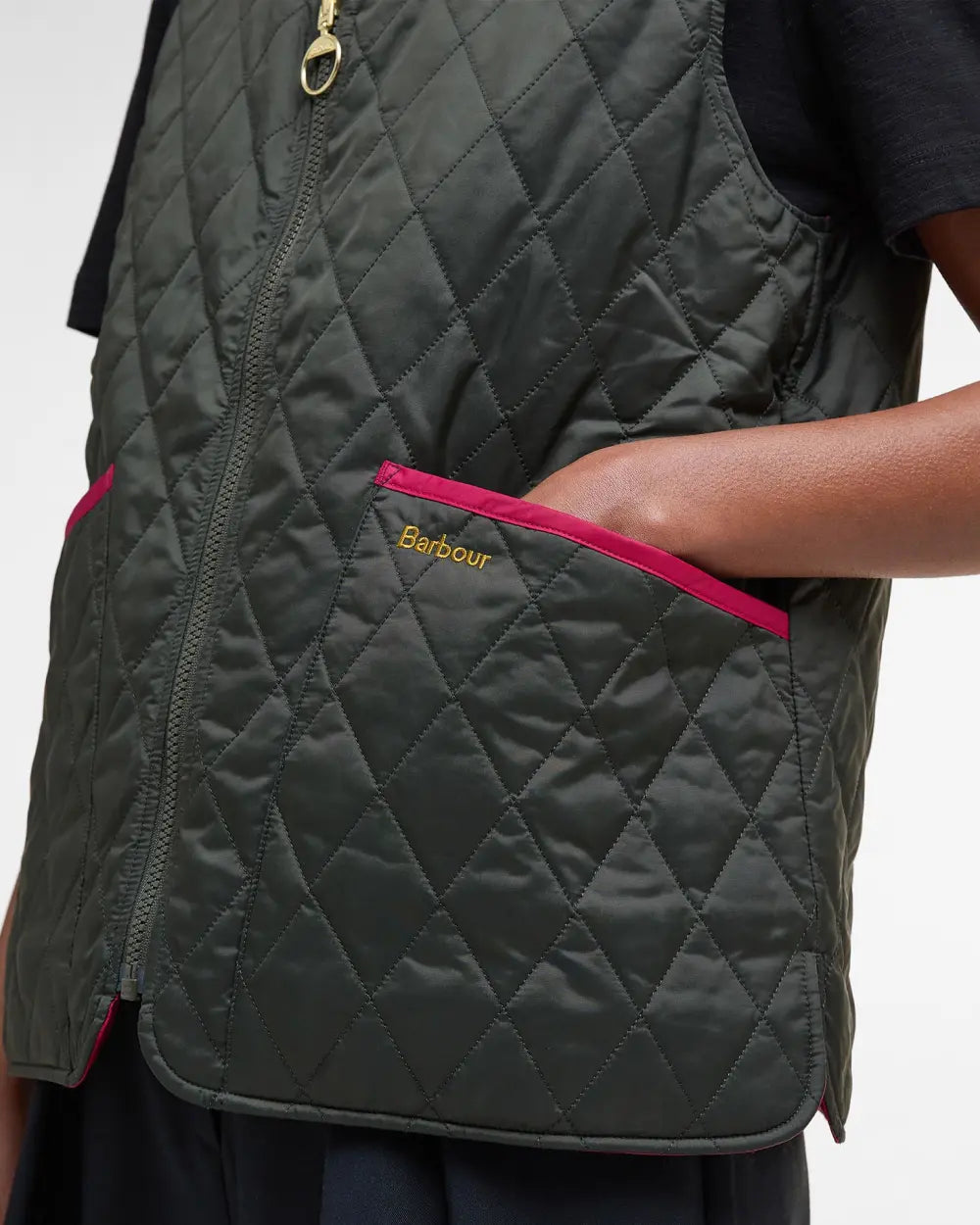 Gilet My Barbour Reversible Liner Dark Kaki / Rose