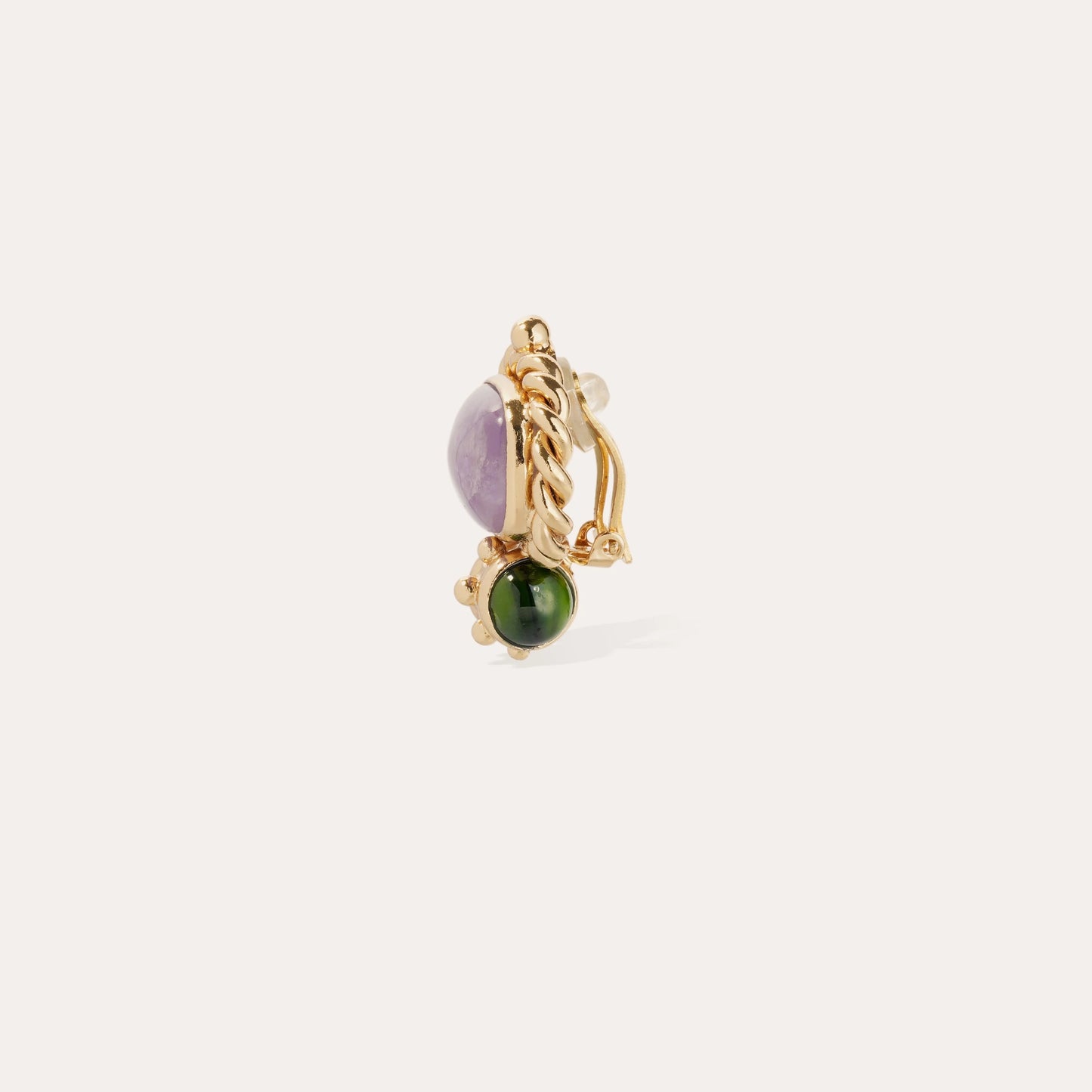 Boucles d'oreilles Amarante cabochons dorées - Améthyste GAS Bijoux