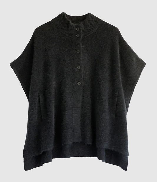 Poncho Neck en laine de raton laveur CT Plage Noir