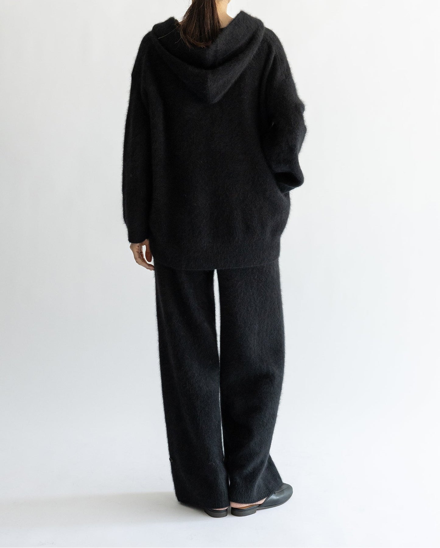 Cardigan à capuche en laine de raton laveur & renard CT Plage Noir