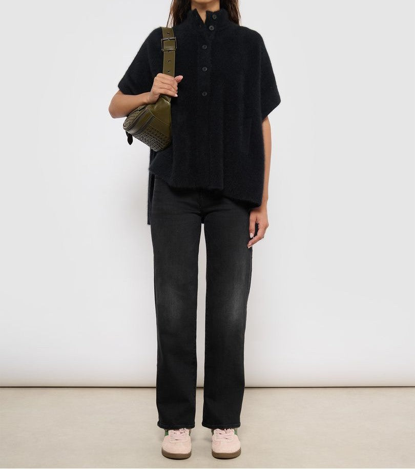 Poncho Neck en laine de raton laveur CT Plage Noir