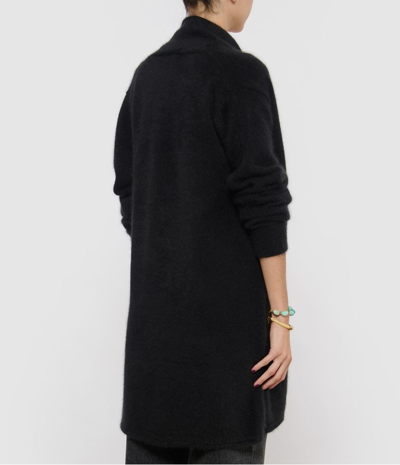 Cardigan long en laine de racoon CT Plage noir