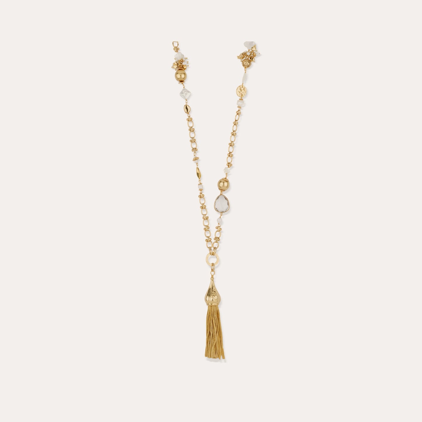 Sautoir Pompom doré - Nacre blanche GAS Bijoux
