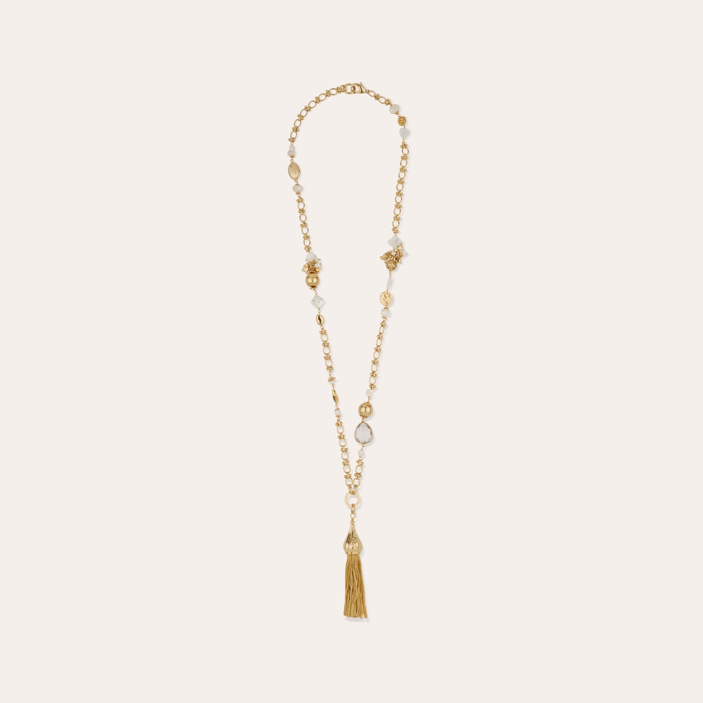 Sautoir Pompom doré - Nacre blanche GAS Bijoux