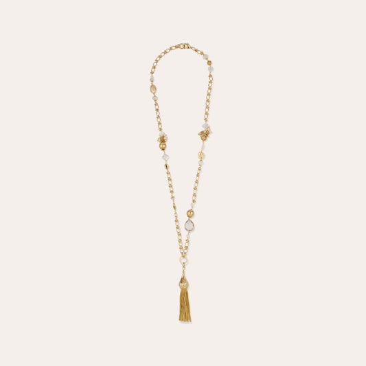 Sautoir Pompom doré - Nacre blanche GAS Bijoux