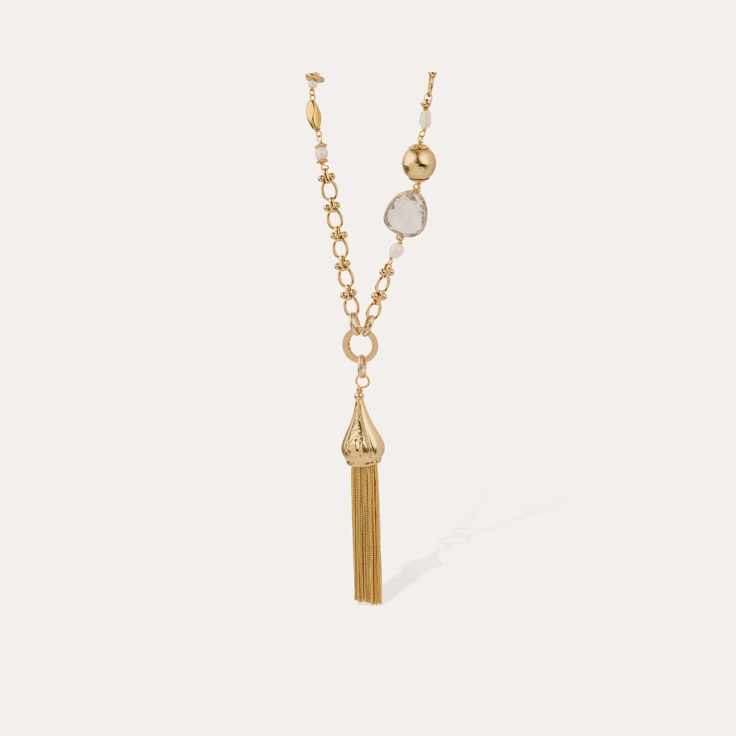 Sautoir Pompom doré - Nacre blanche GAS Bijoux