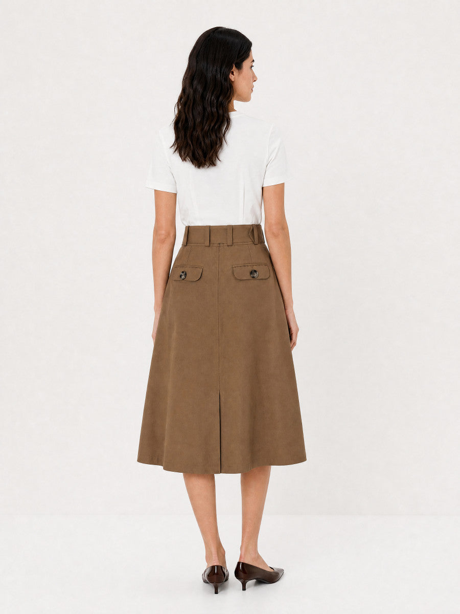 BERENICE | Jupe JANE portefeuille beige style trench
