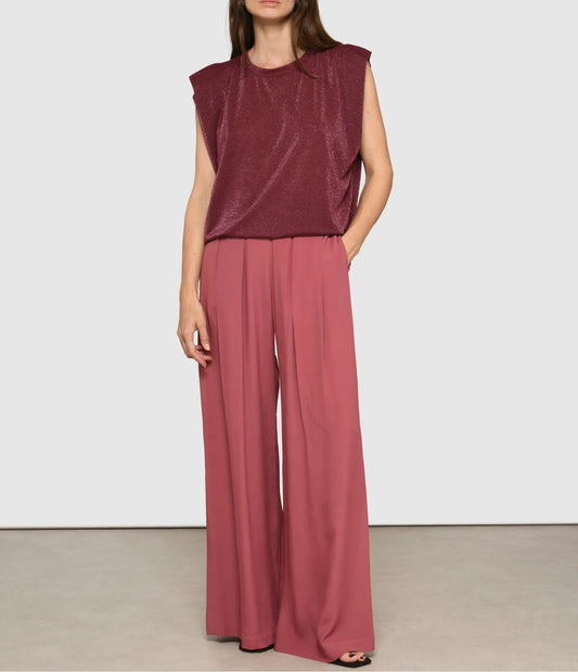 PANTALON ASPEN EN ACÉTATE/SOIE UNIE - BOIS DE ROSE MOMONI
