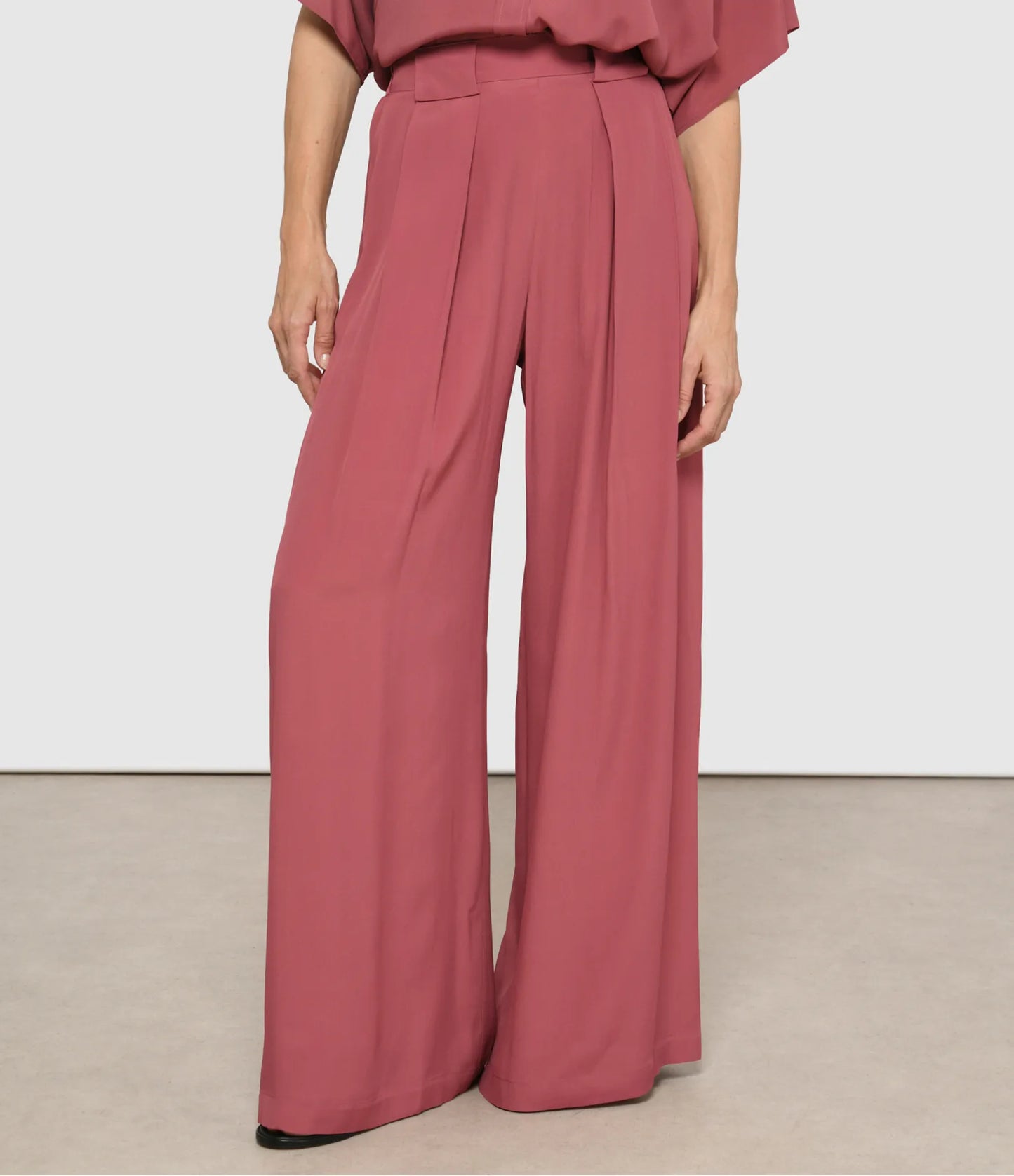 PANTALON ASPEN EN ACÉTATE/SOIE UNIE - BOIS DE ROSE MOMONI