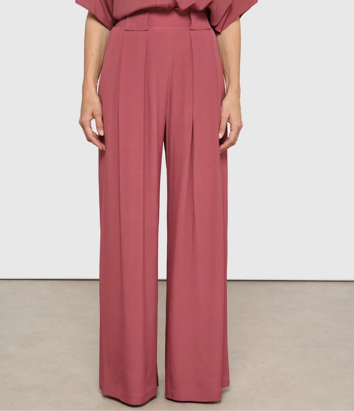 PANTALON ASPEN EN ACÉTATE/SOIE UNIE - BOIS DE ROSE MOMONI
