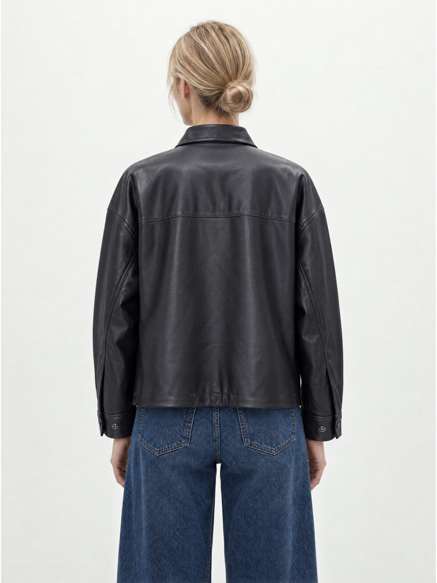 BERENICE | Surchemise VALERE en similicuir bleu nuit