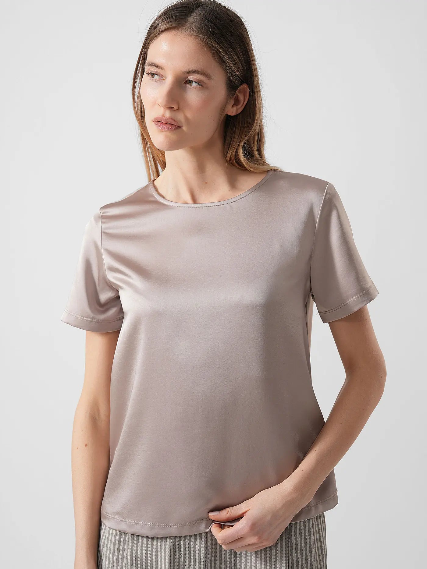 Tee shirt en satin et jersey ZONA Max Mara weekend beige
