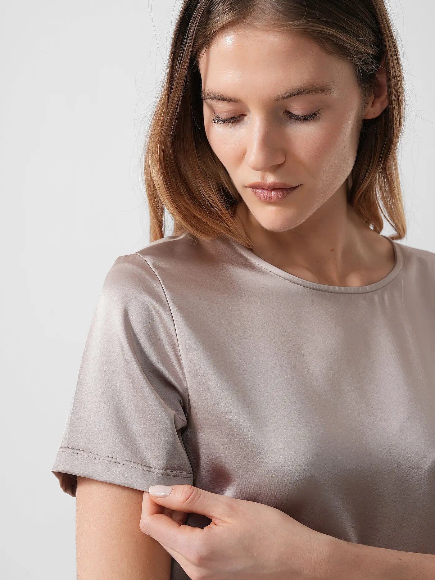 Tee shirt en satin et jersey ZONA Max Mara weekend beige